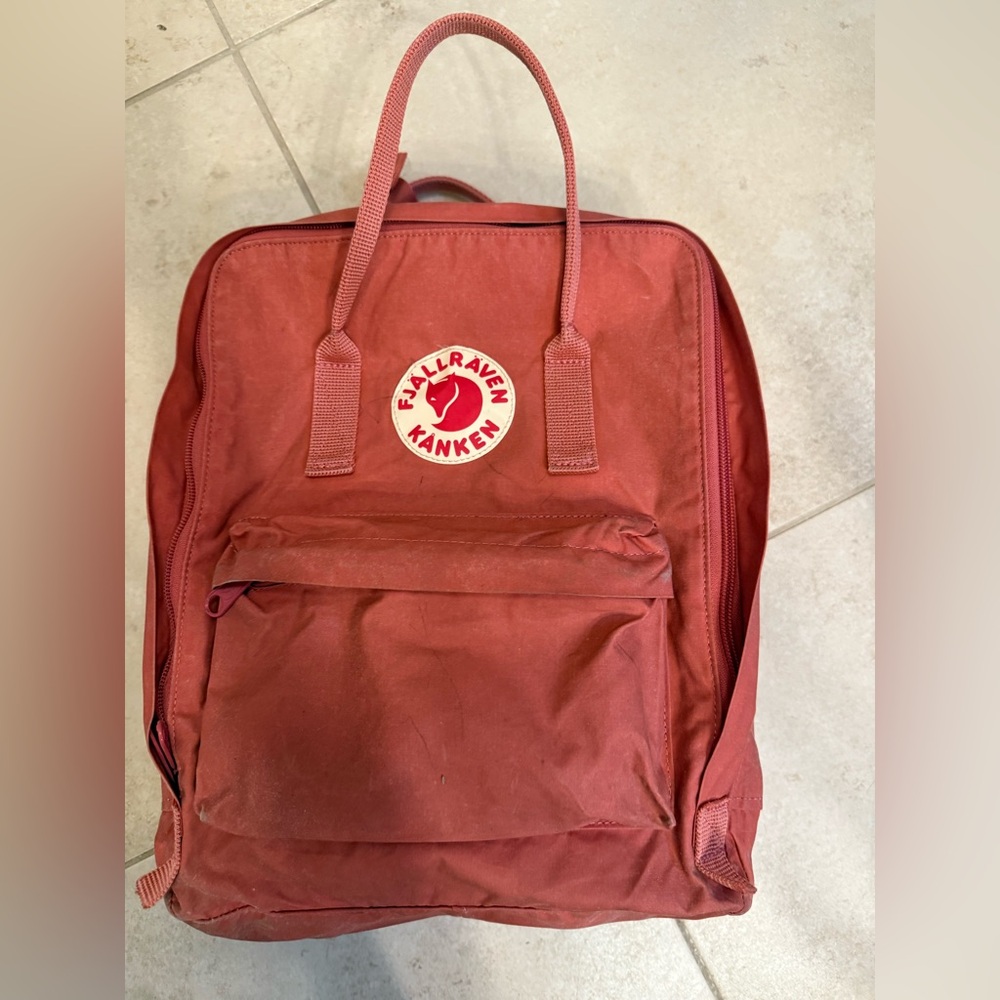Fjallraven Kanken Nylon Backpack coral-salmon color